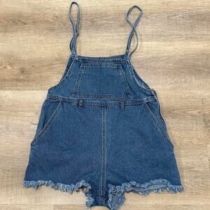 Denim Overall Mini Shorts